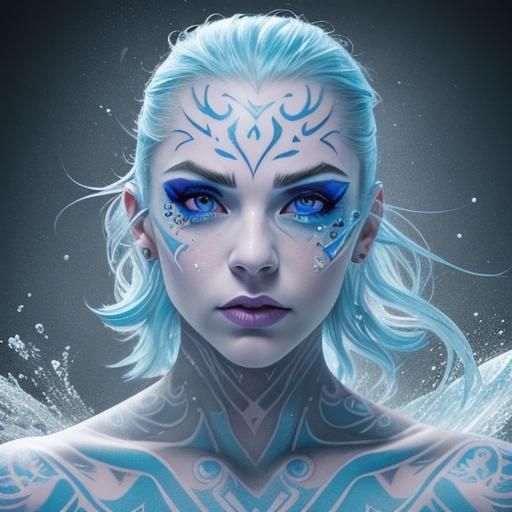 Iceskater Cracks Frozen Lake: Hyperrealistic Splash Art