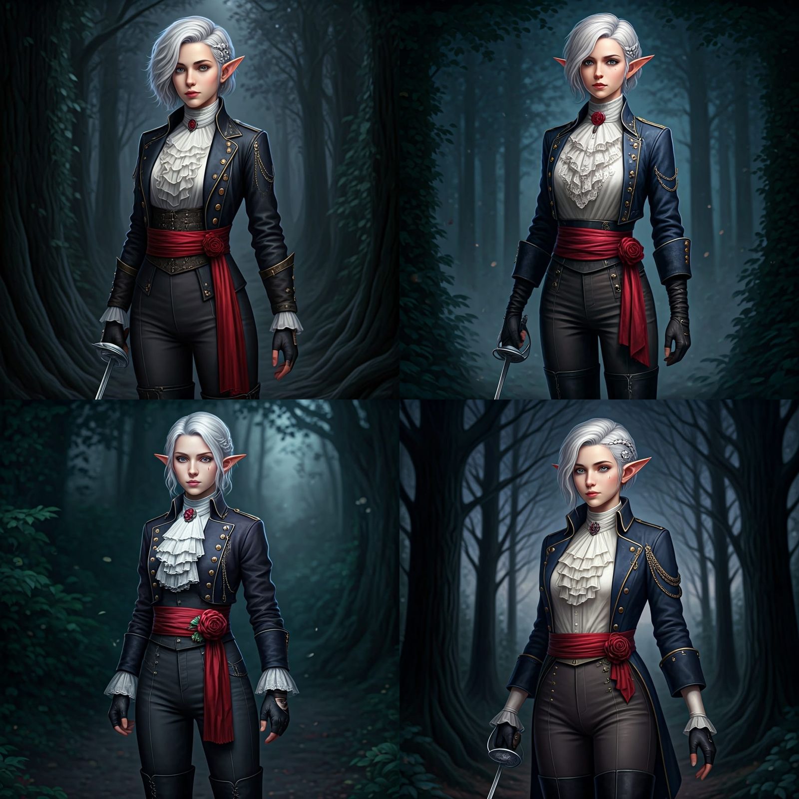 Fantasy Female Fencer in Rococo Military Style