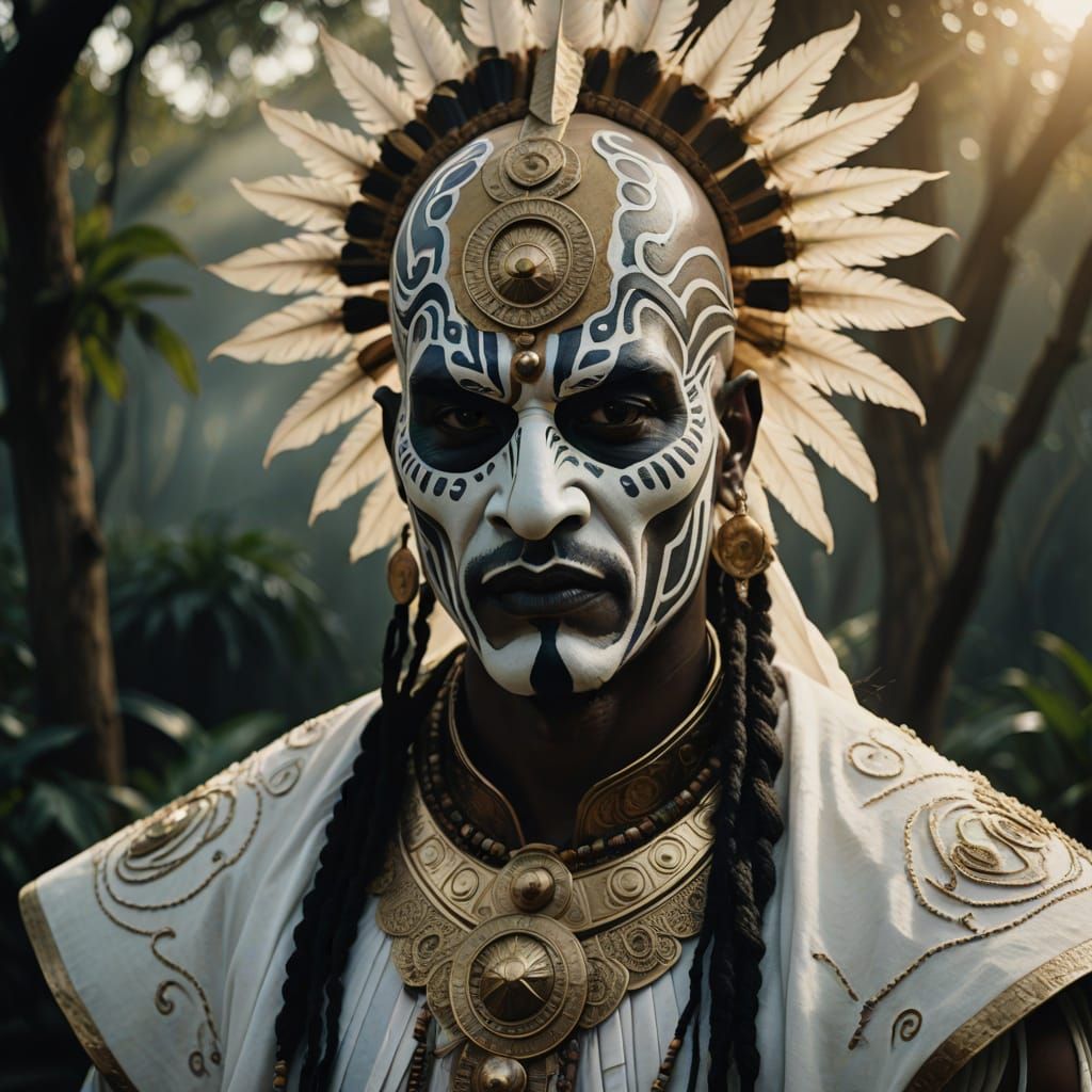 Surinamese Shaman Portrait in Salvador Dali Style