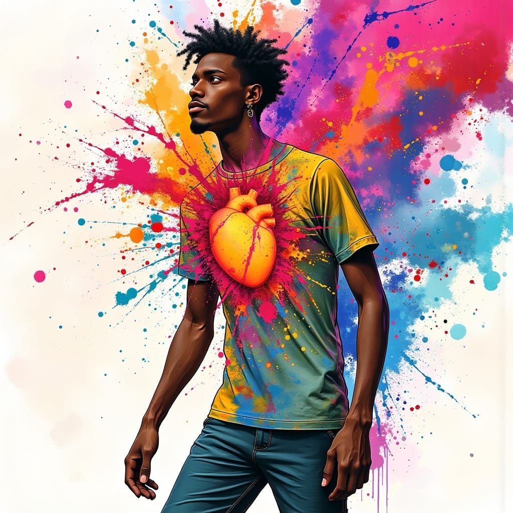 Vibrant Heart Explosion in Bold Colors