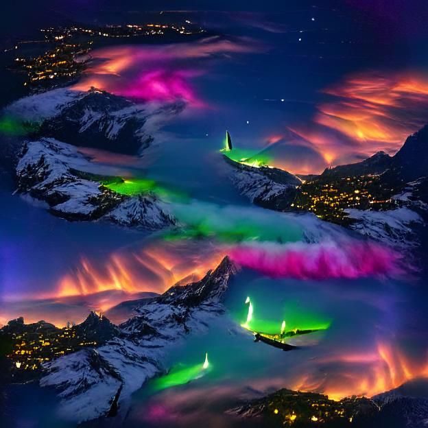 Aurora Borealis Over the Swiss Alps