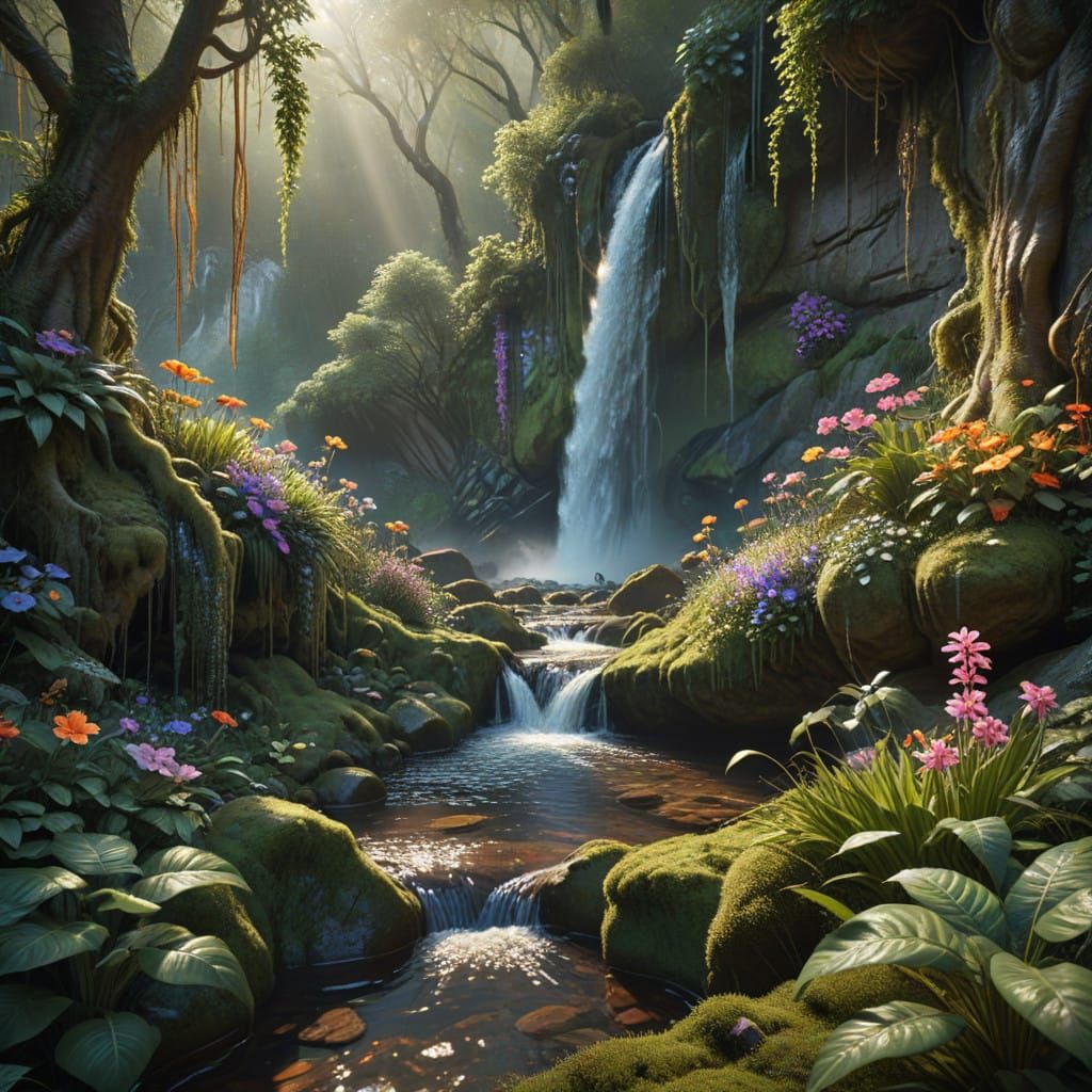 Exotic Forest Waterfall in Cinematic HDR