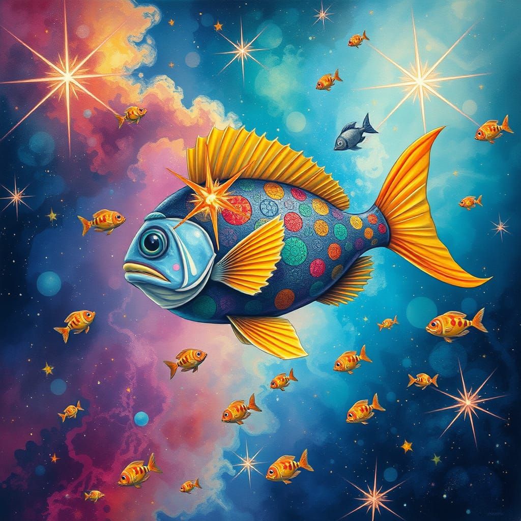 Fish Friends Explore Cosmic Galaxy