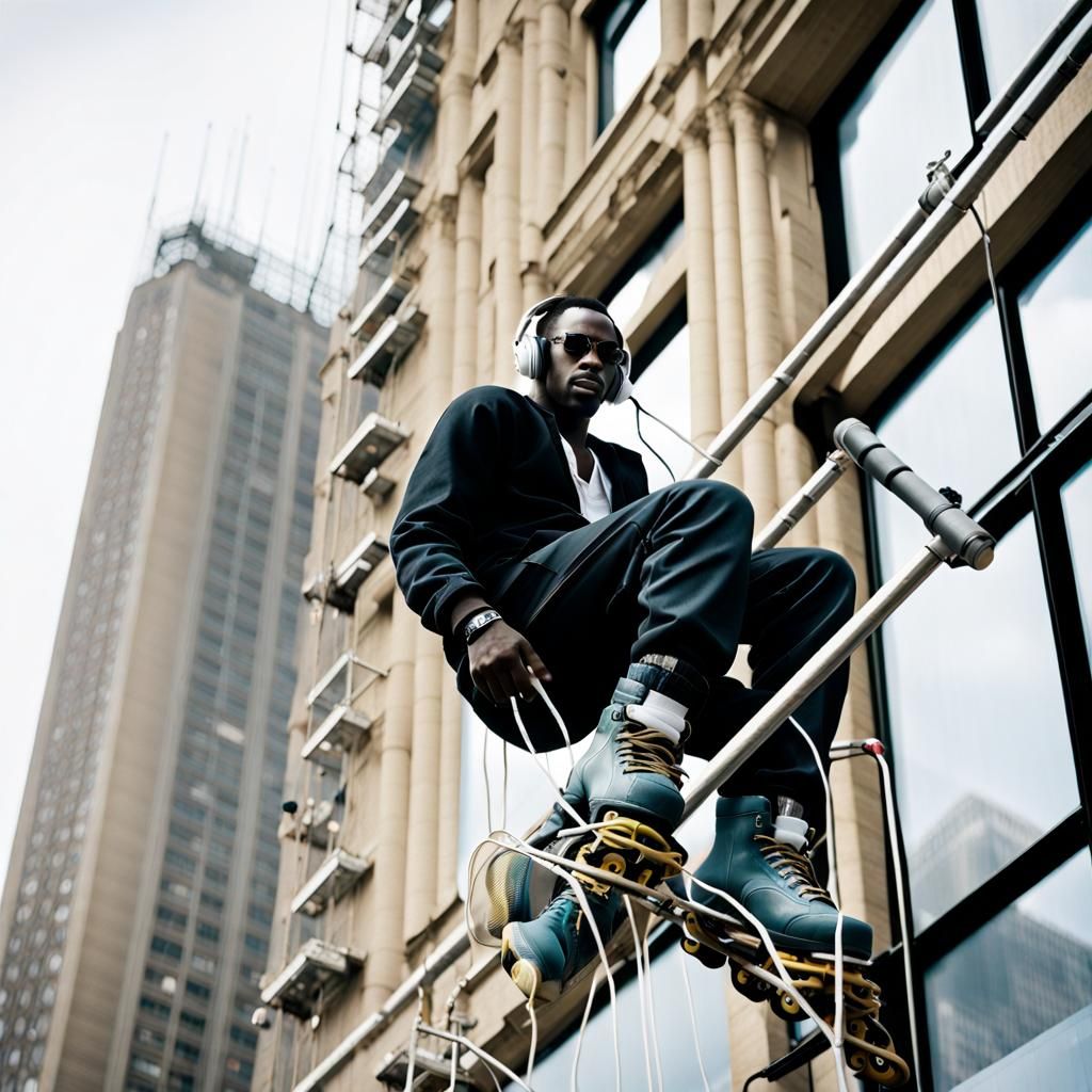 Puff Daddy Window Washing on Skyscraper