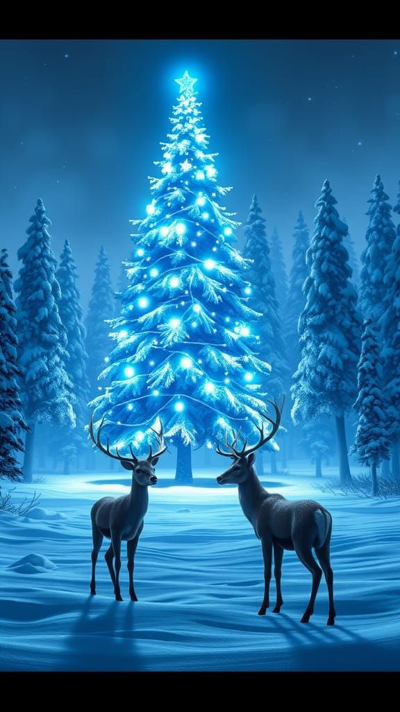 Ethereal Winter Wonderland in Vibrant Anime Style