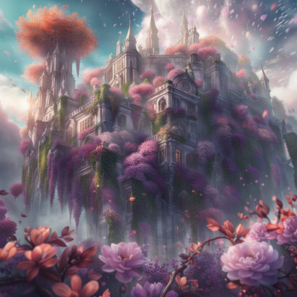 Ethereal Cloud City in Rococo Style