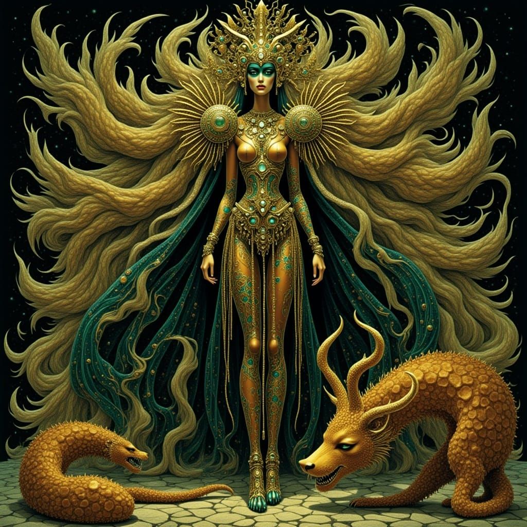 Cyberpunk Cat Inspired by Venus of Urbino