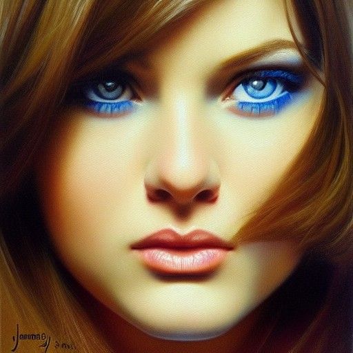perfect girl, brunette, blue eyes, photorealistic