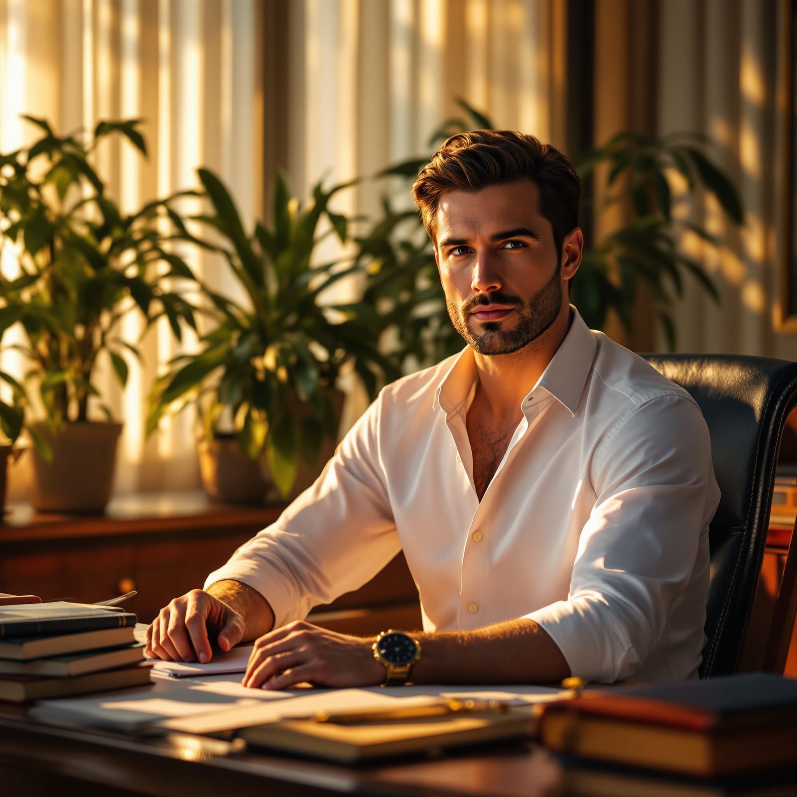 Magnetic Therapist in Golden Light: Cinematic Realism