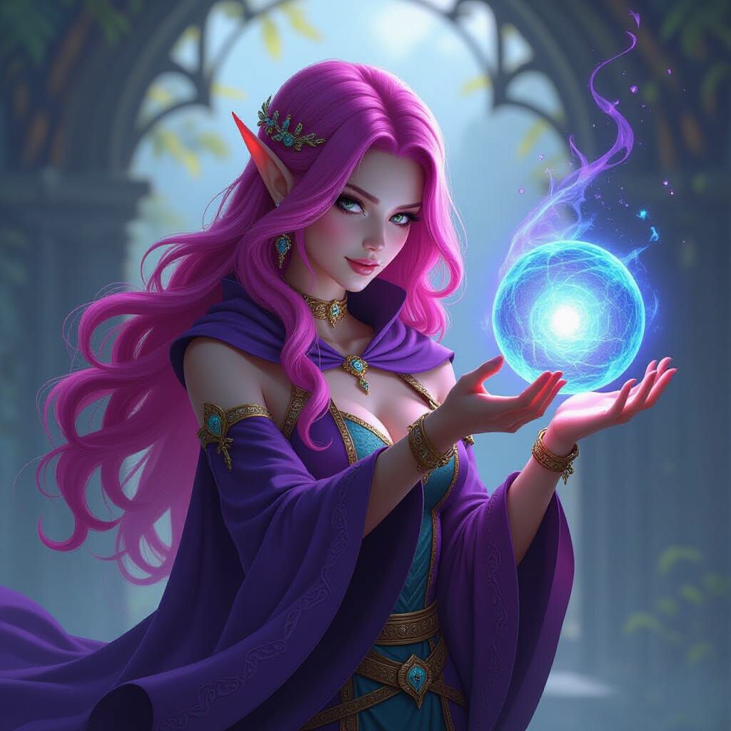Pink Haired Sorceress With Swirling Energy