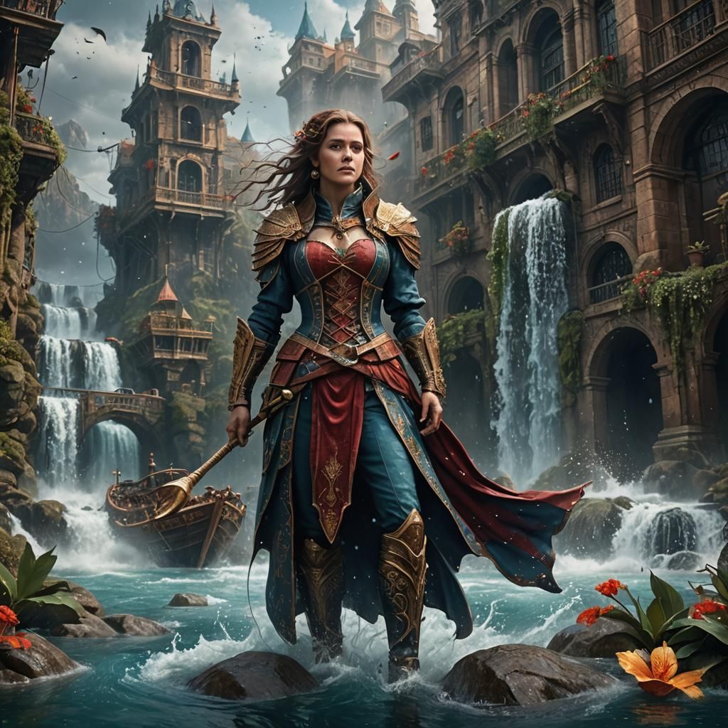 Persian Woman in Red: Fantasy Art