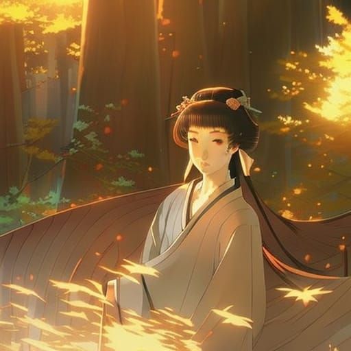 Anime Geisha in Studio Ghibli Style