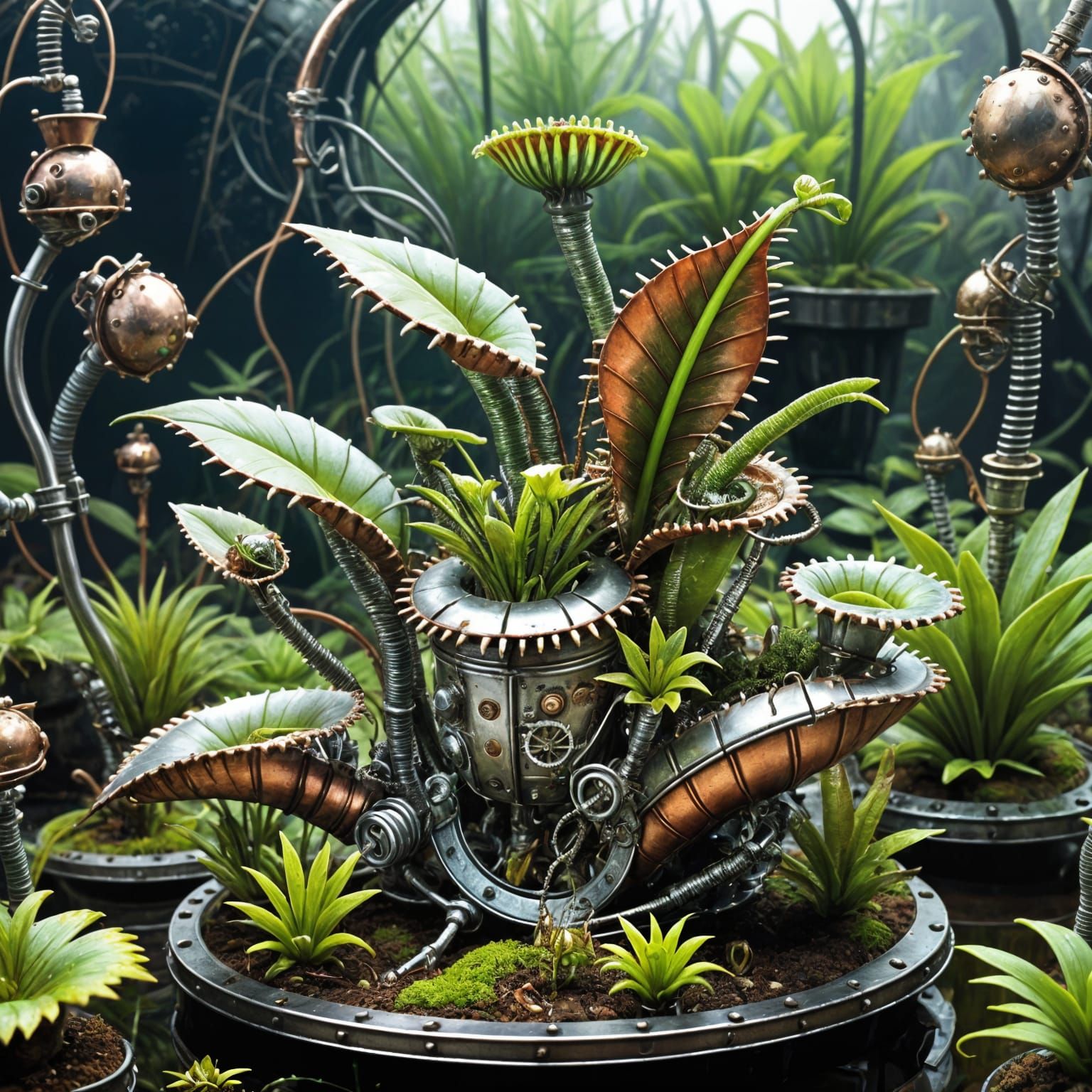 Steampunk Inhabitants in an Industrial Swamp Ecosystem