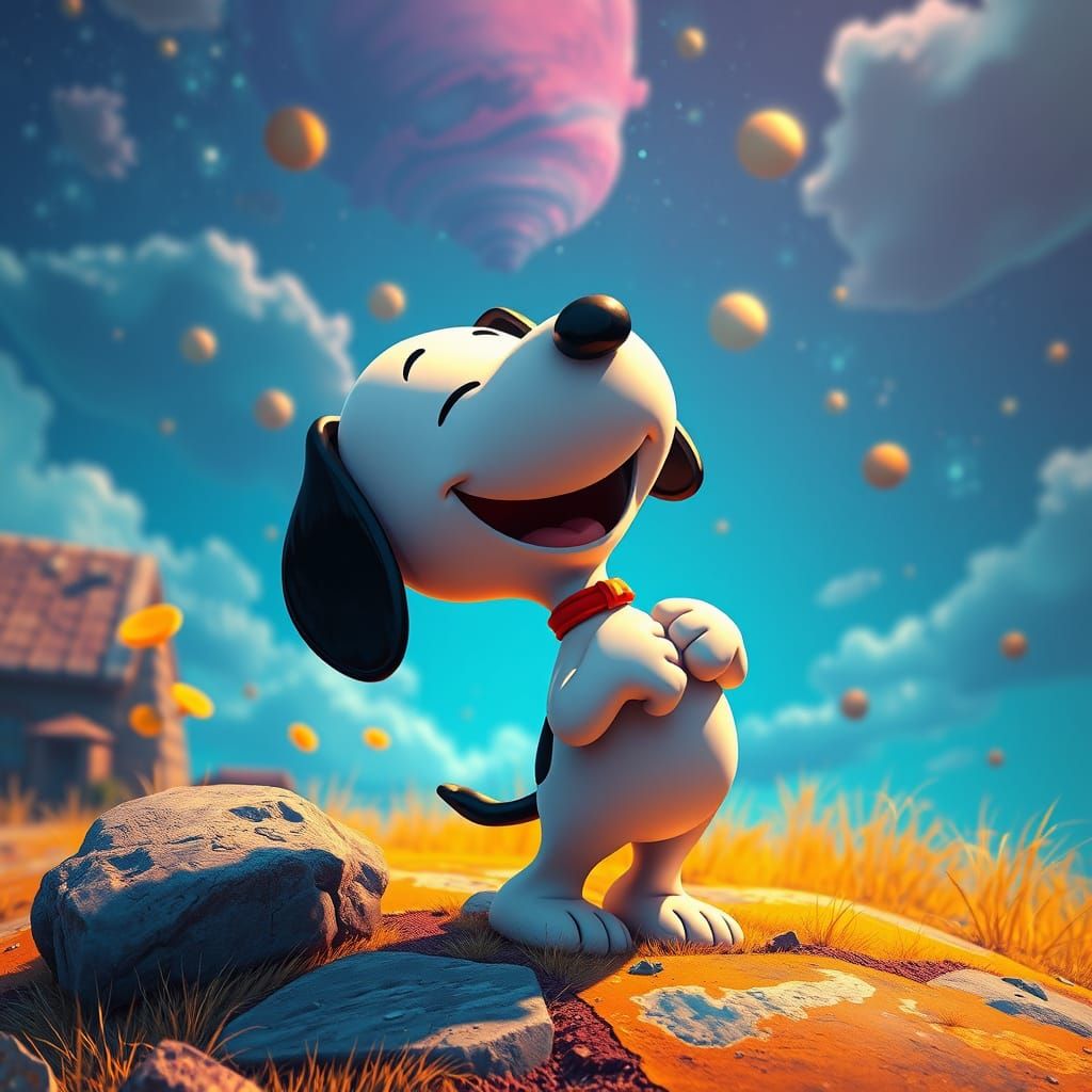 Snoopy in Vibrant, Hyper-Realistic Concept Art Style