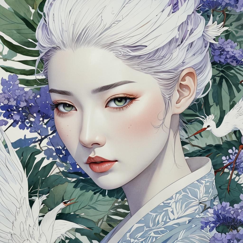 Watercolor Crane Illustration in Soft Tones