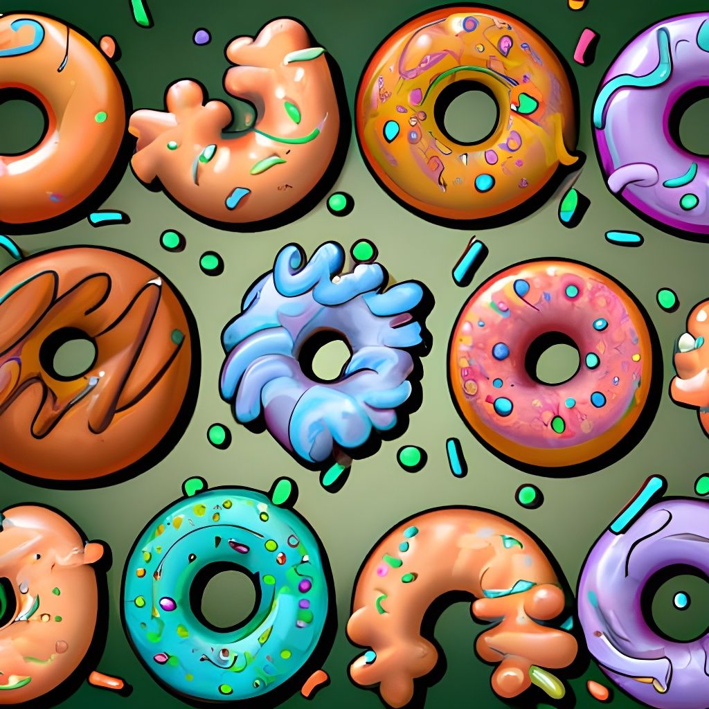 HD HQ intricate elaborate ethereal hyperdetailed masterpiece yummy donuts in cartoon Disney Pixar style