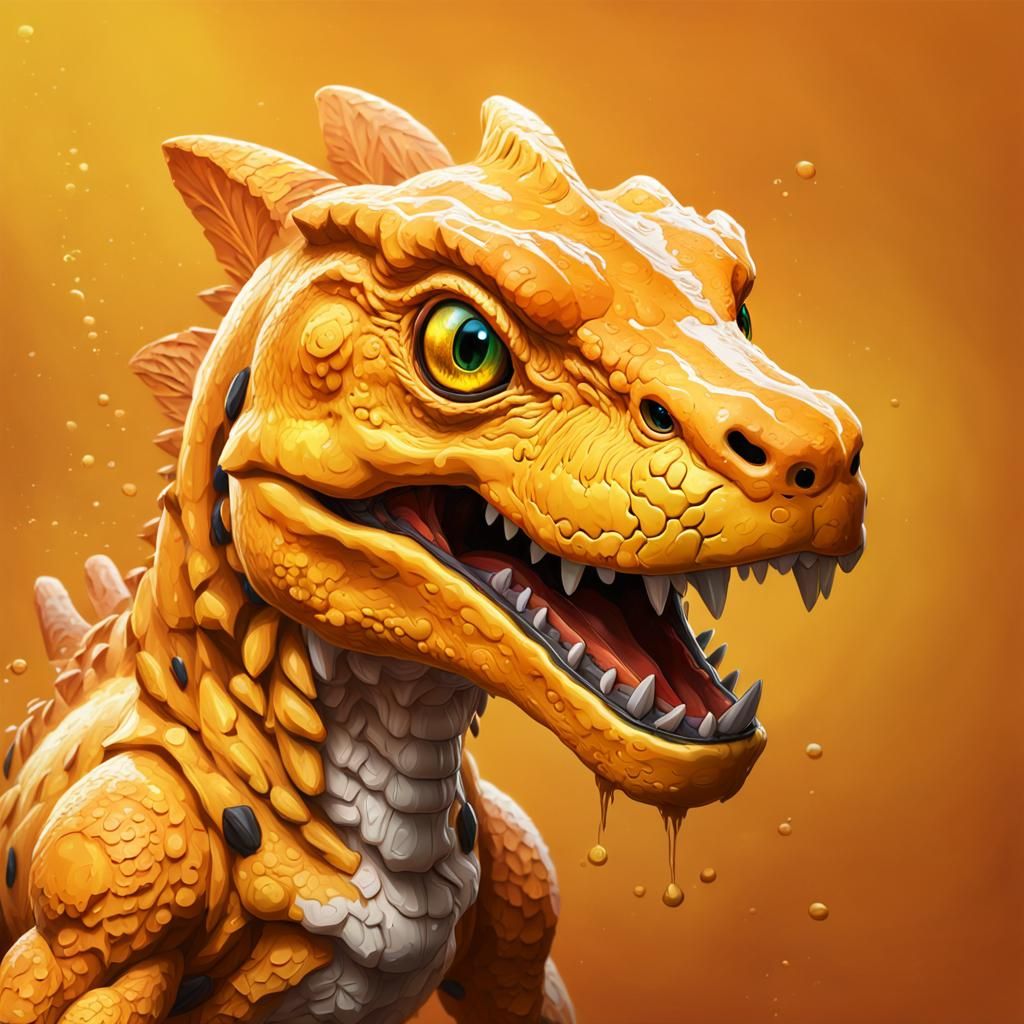 Hyperrealistic Agumon Splash Art with Vivid Colors
