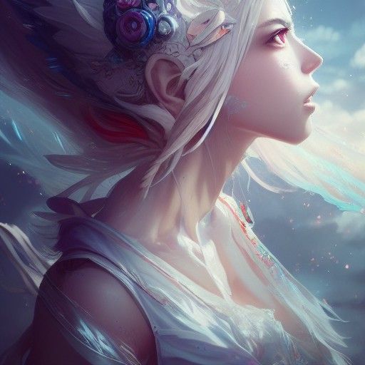Anime Goddess of Wind in Cloud Dress