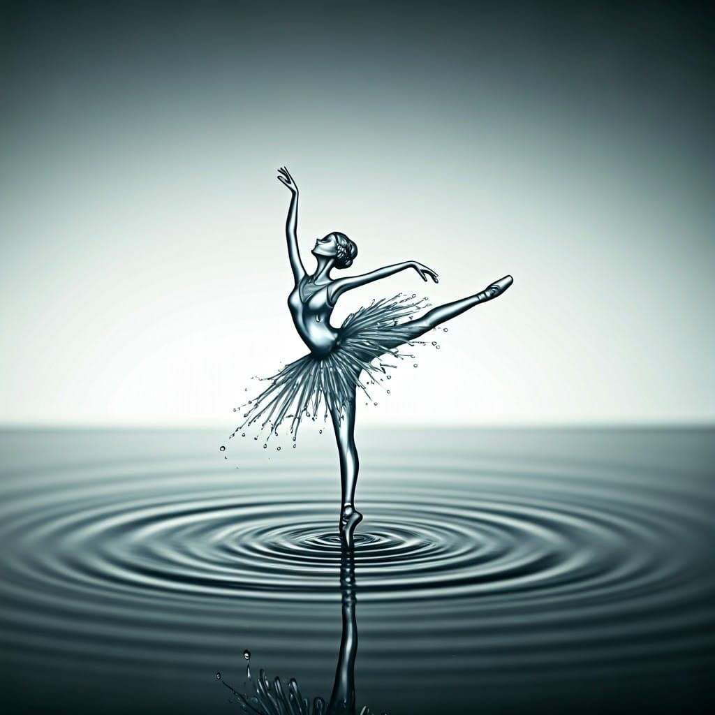 Ethereal Ballerina amidst Dew Drop Pool