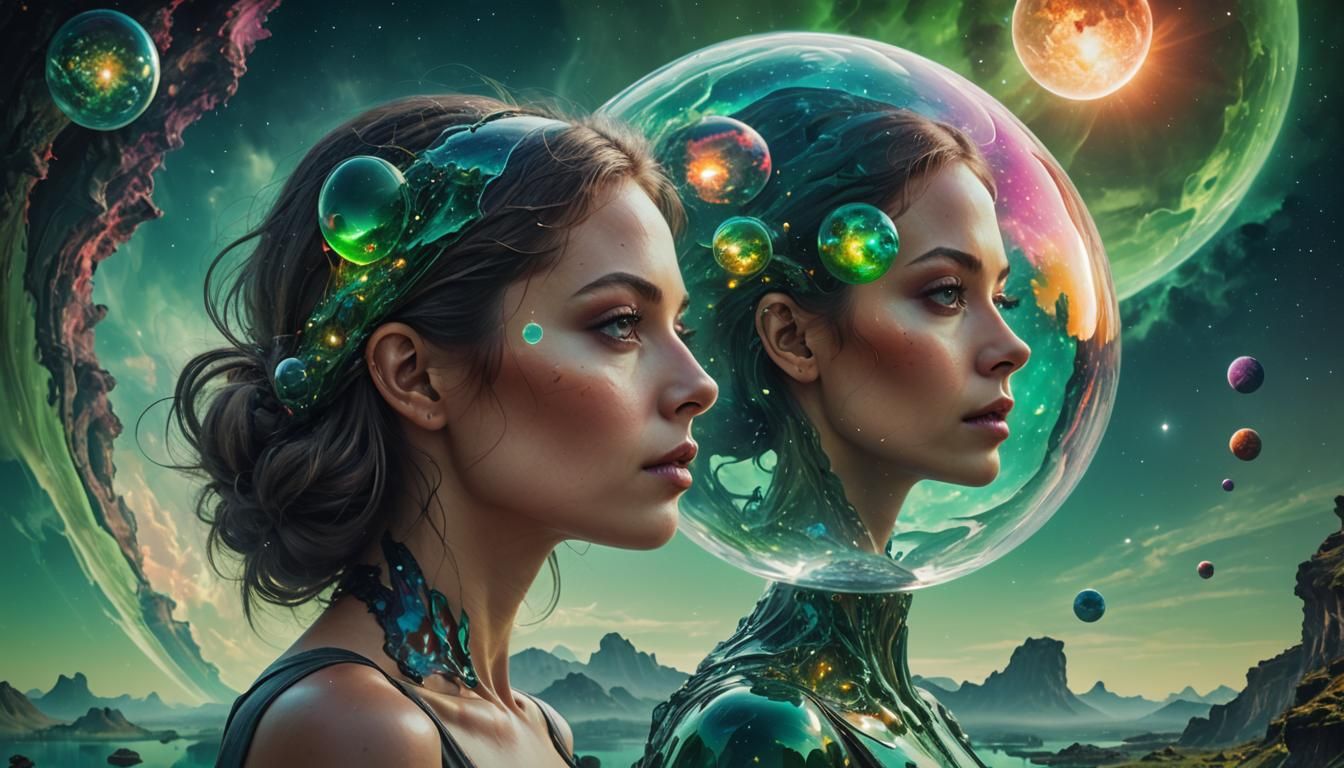 Mirrored Klein Bottle in Astral Nebula Globe