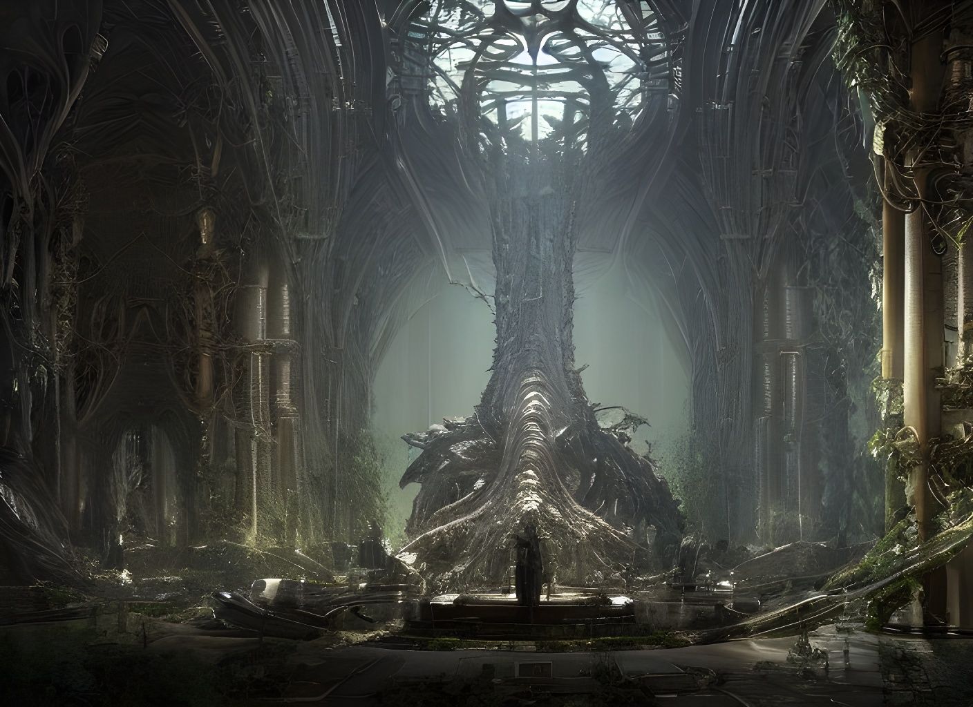 Futuristic Botanic Garden in Renaissance Painting Style