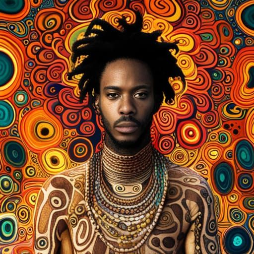 Psychedelic Hip Hop Portrait in Klimt Style