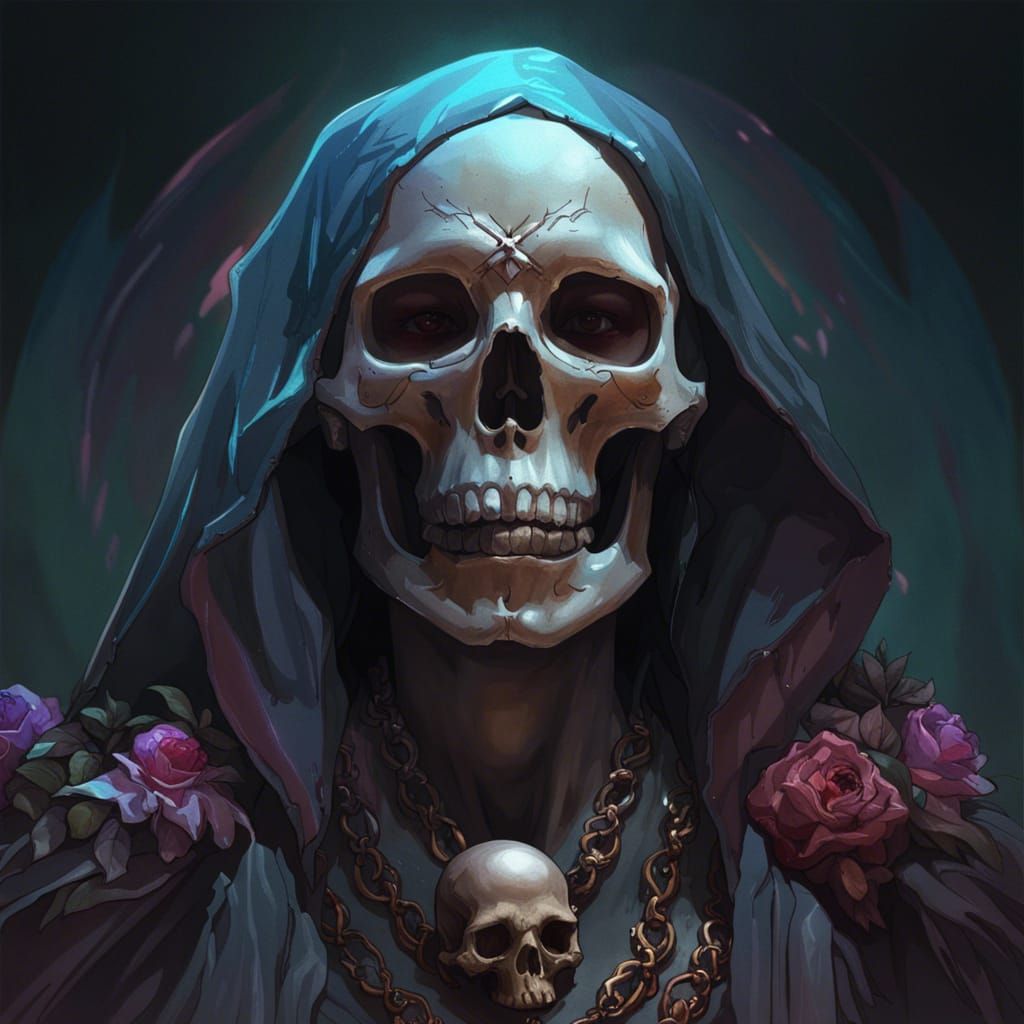 Necromancer Portrait in Hyperdetailed Concept Art Style