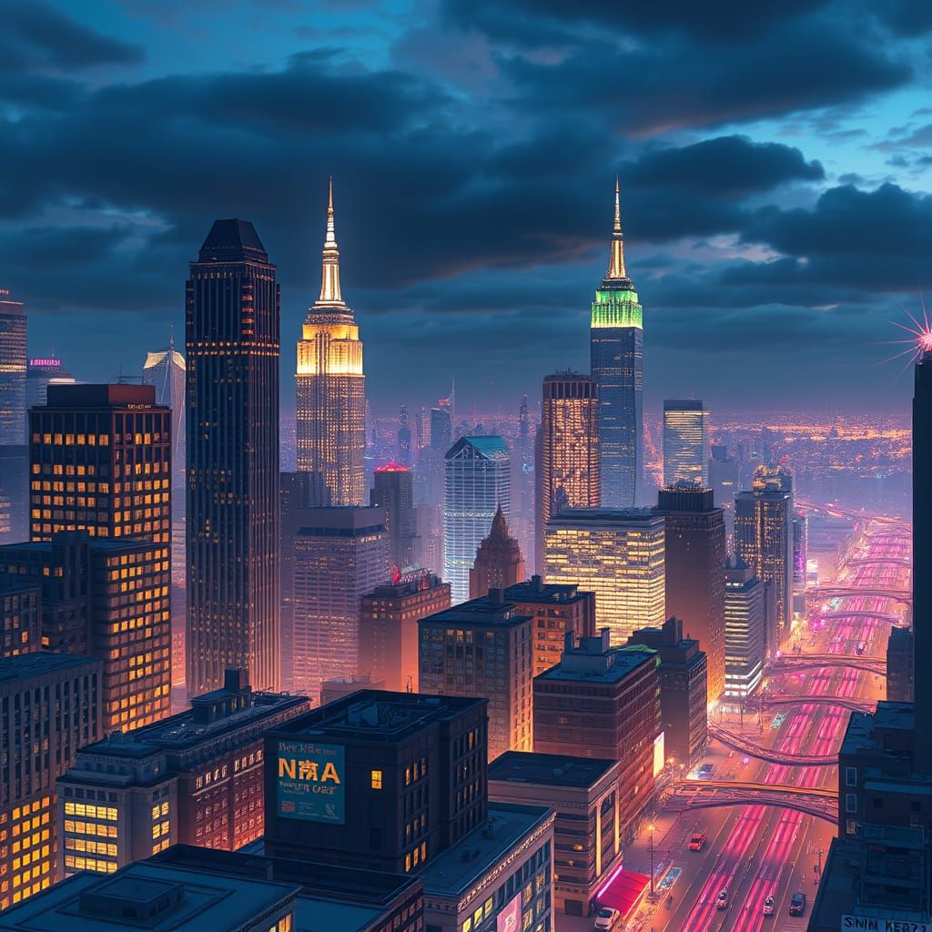 New York Cityscape at Sunset in Stunning 3D Anime Style