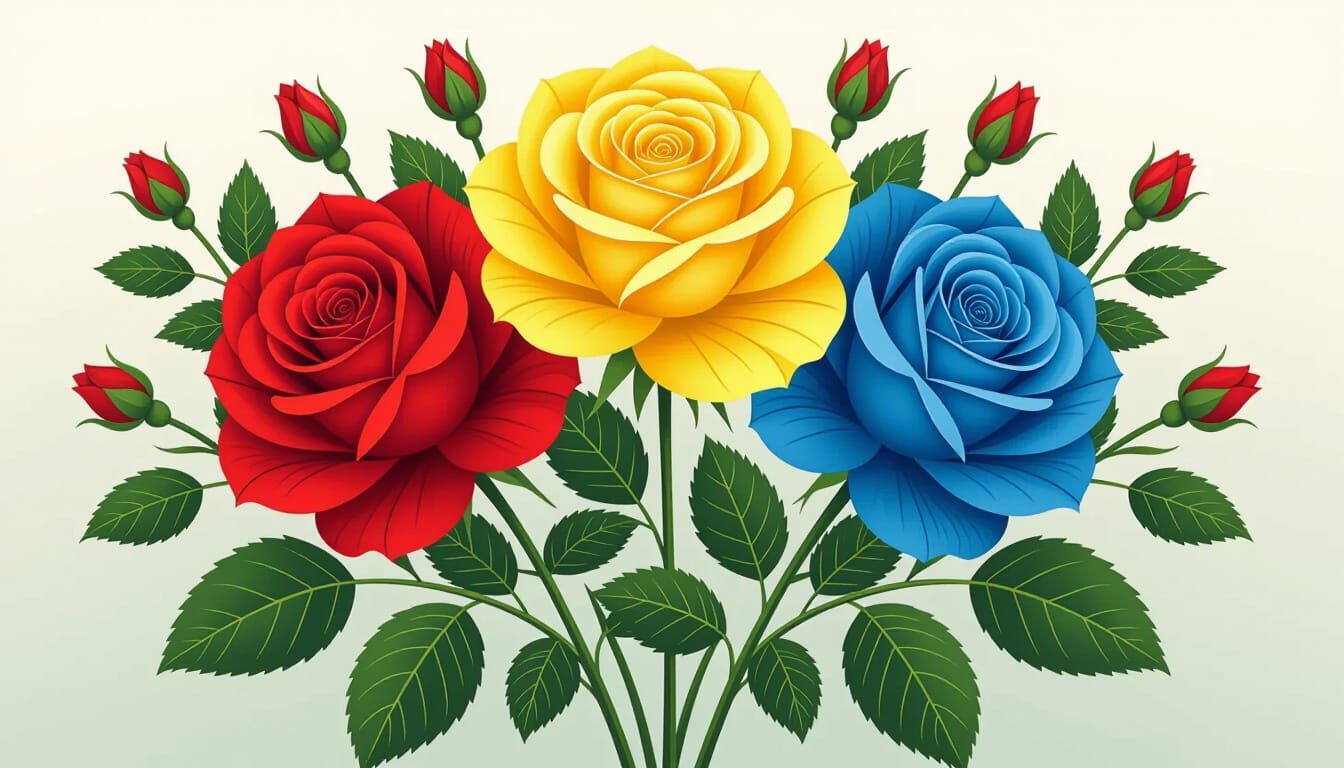 Elegant Rose Bouquet in Stylized Vector Art