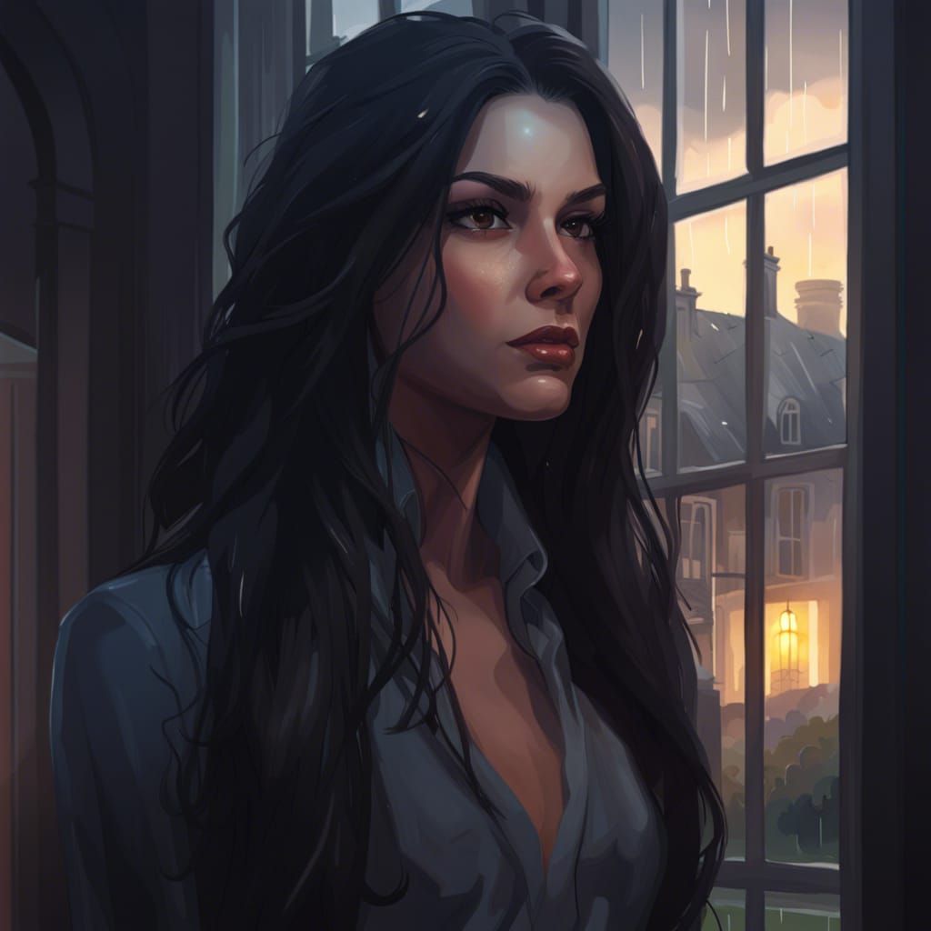 Girlboss Portrait in Old Mansion, Artstation Style
