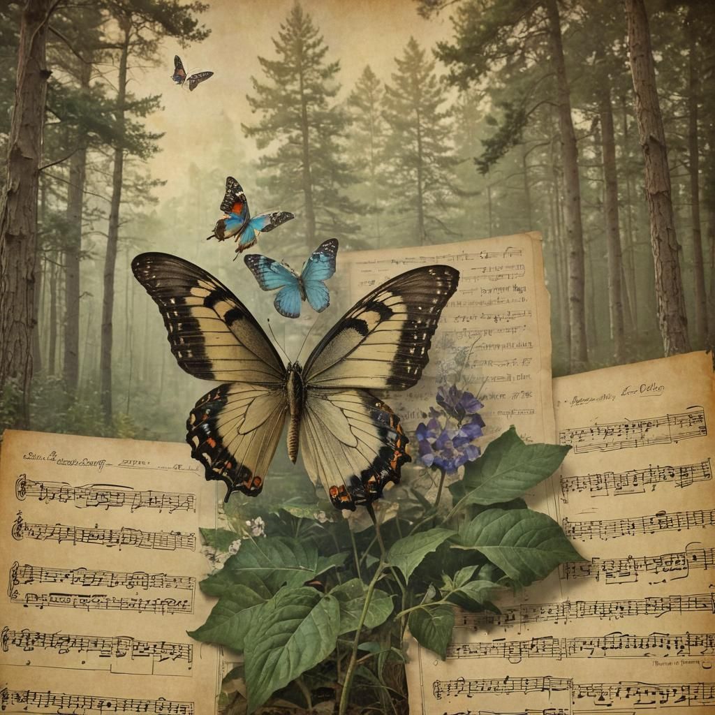 Cosmic Butterfly Serenade in Vintage Style