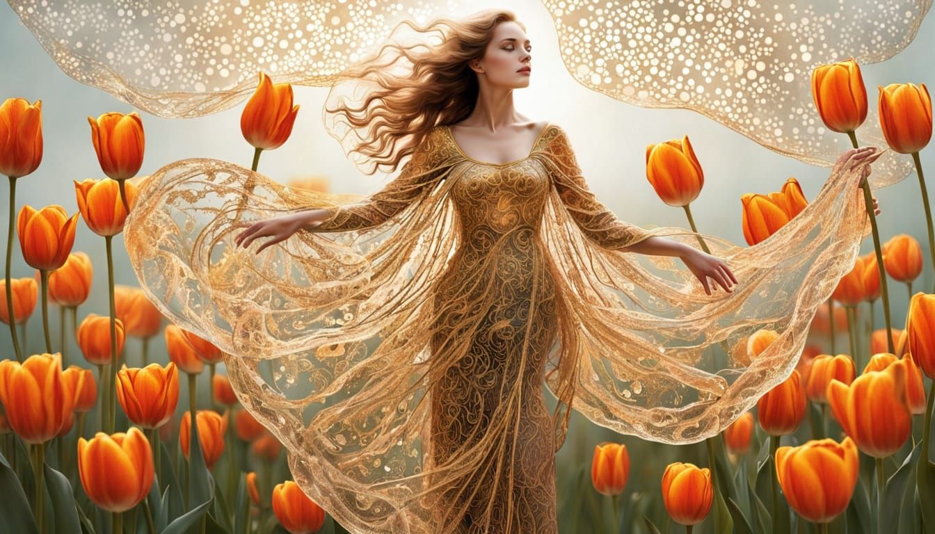 Surreal Goddess Transforms into Radiant Aura, Inspired by Kl...