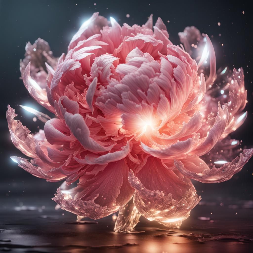 Crystallized Peony with Dynamic 3D Lighting