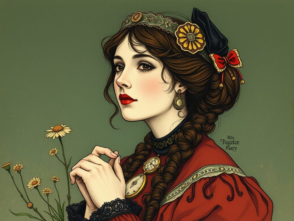 Art Nouveau Portrait of a Revolutionary Thinker