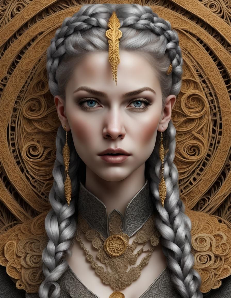 Lagertha Portrait in Rococo Quilling Style