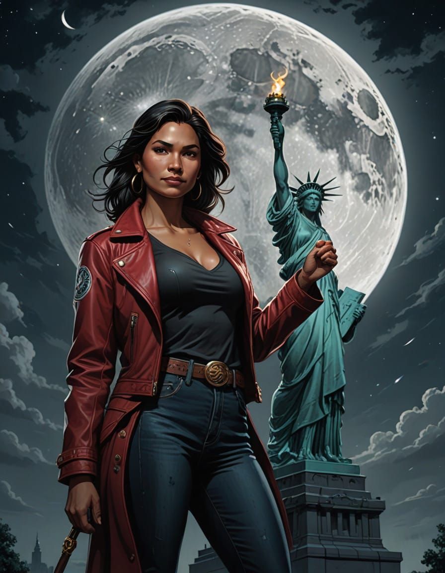 Native American Heroine Stands Tall with Liberty Statue