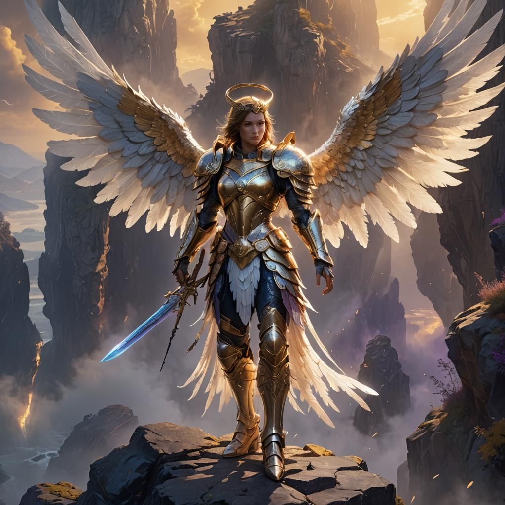Fantasy Angel on Misty Cliff Concept Art