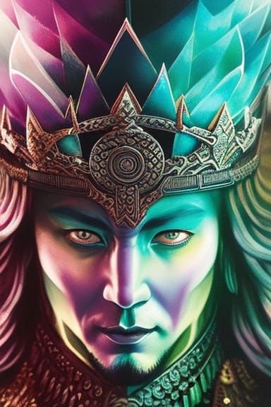 Viking King Portrait in Cyberpunk Comic Style