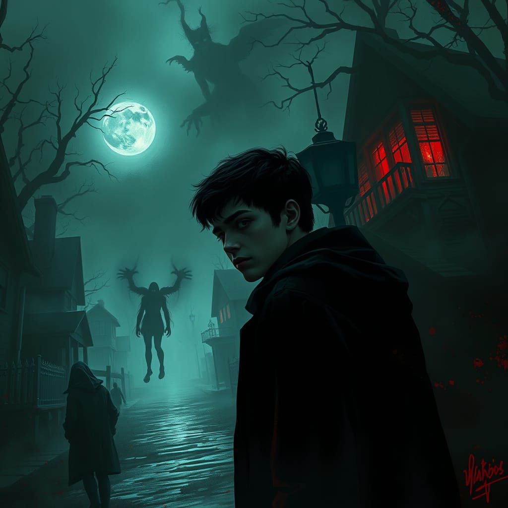 Eerie Town: A Dark Digital Painting