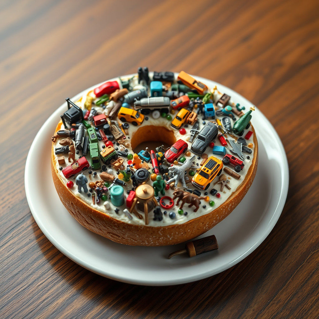 Bagel Landscape: Miniature World on Cream Cheese