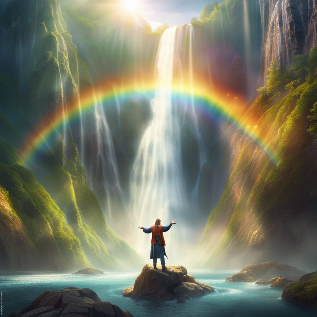 Sorcerer Stops Waterfall: Epic Magical Scenery