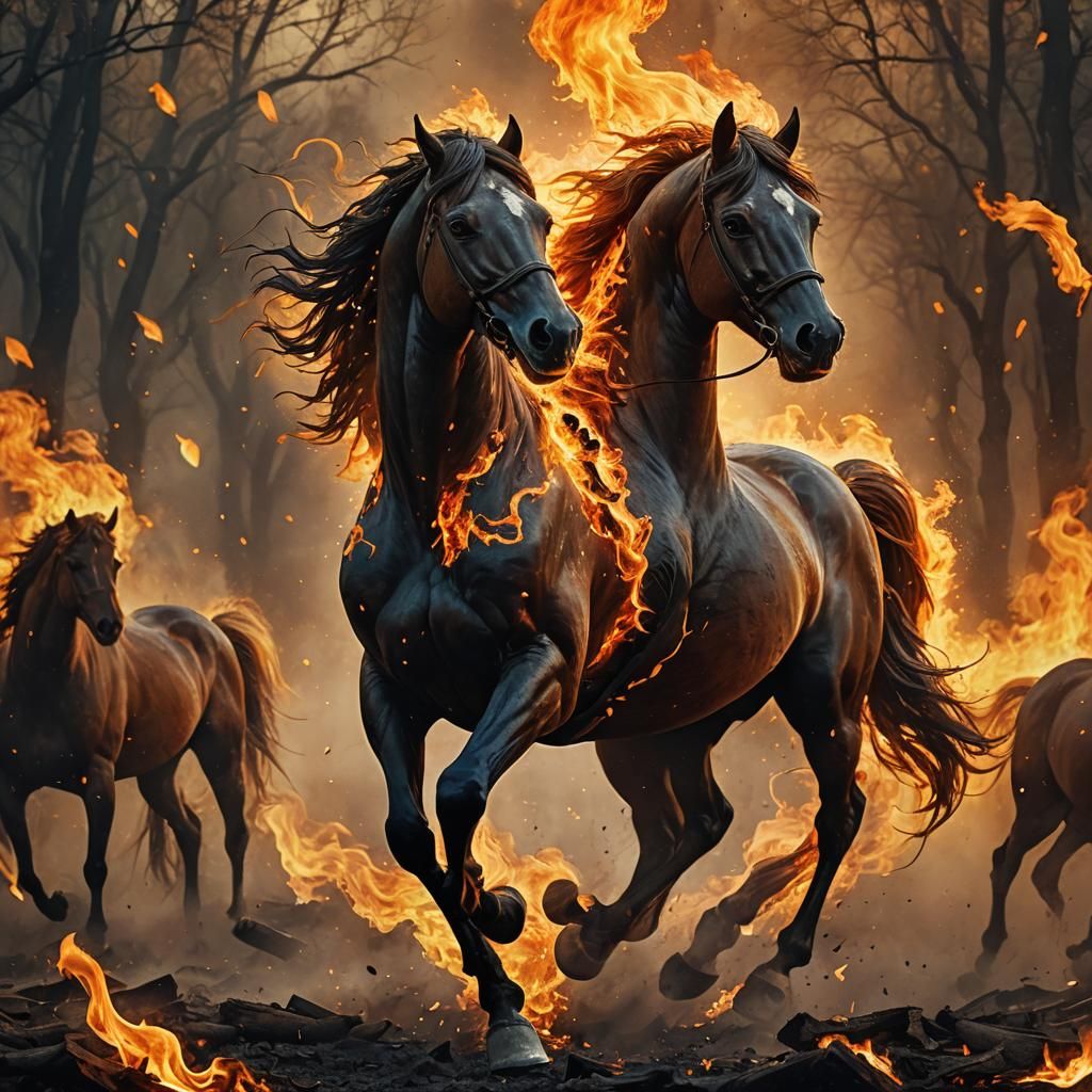 Fiery Horse in Explosive Digital Art