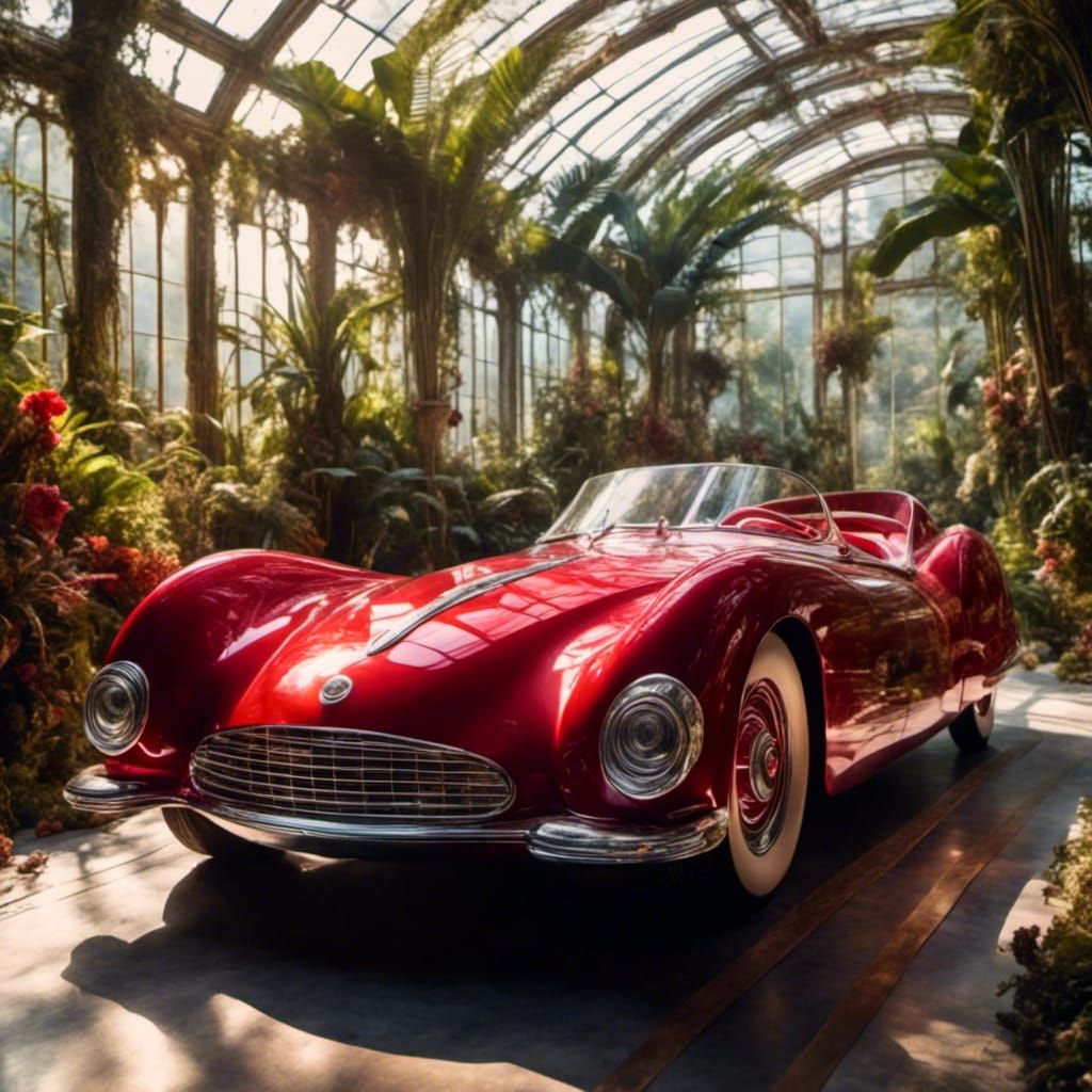 Luxurious 1950s Red Sports Car: Photorealistic Studio Shot