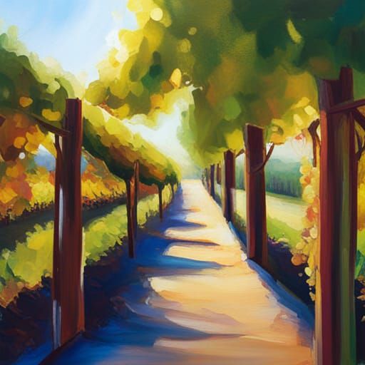 Vineyard Grapes in Sunlight: Impressionistic Still Life