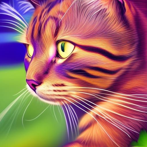 Hyperrealistic Purple Cat in Splash Art Style