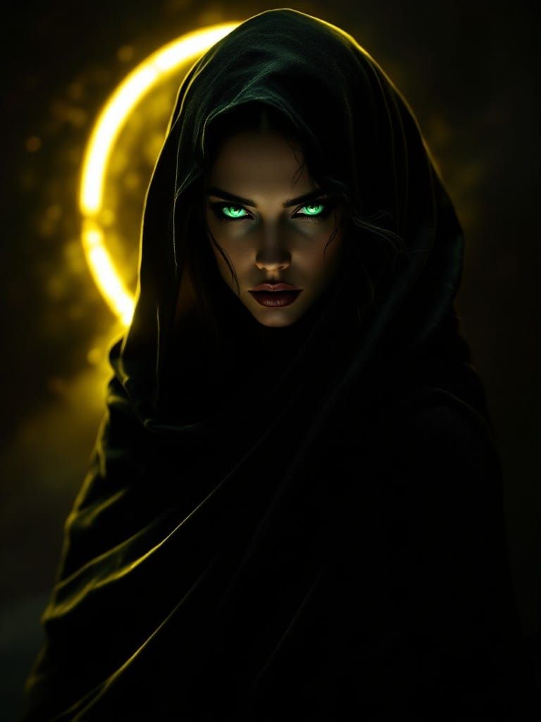 Enigmatic Siren in Velvet Shadows