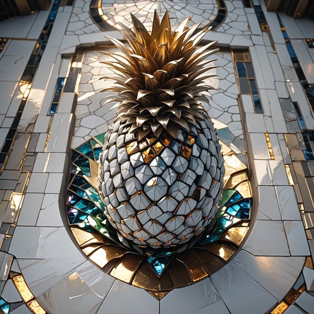 Stained Glass Pineapple in Sci-Fi Setting
