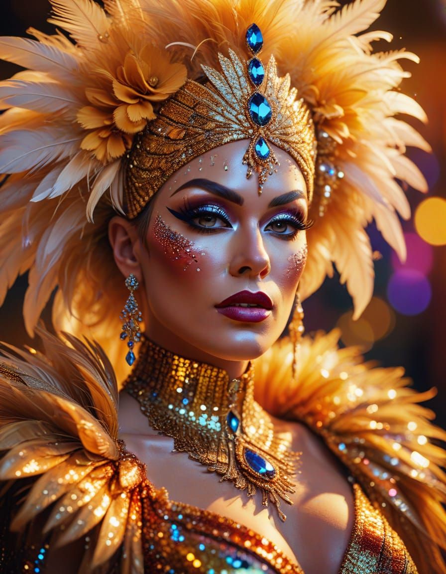 Detailed 8K Portrait of a Drag Queen in Digital Art