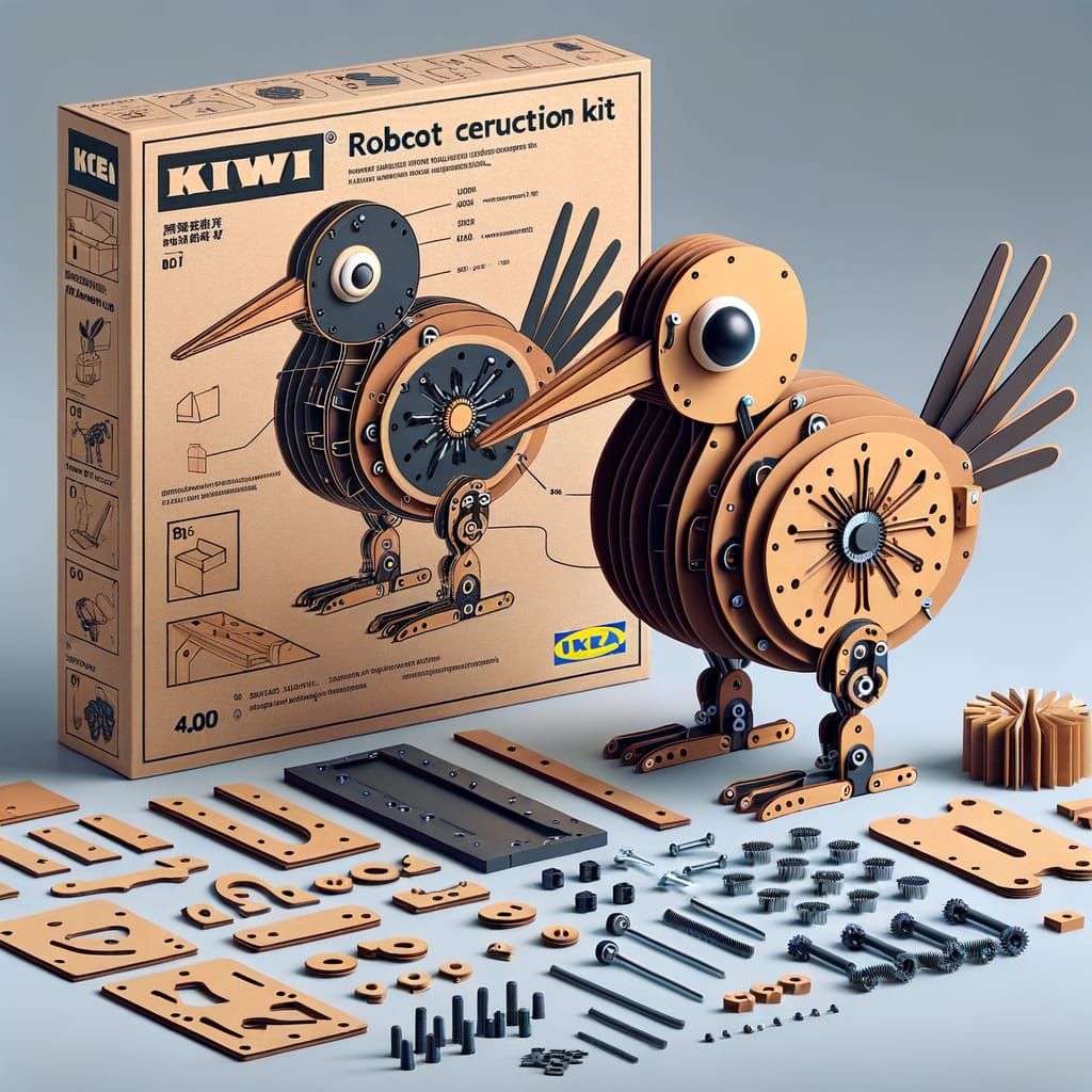 Robot Kiwi DIY Kit: 3D Model in Origami Style
