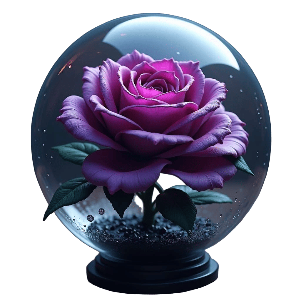 Gothic Purple Rose in Globe: Fantasy Art